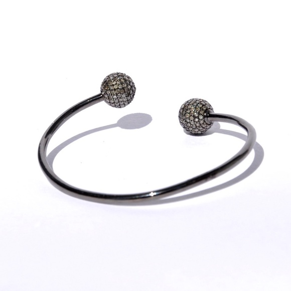 Sterling Silver Pave Natural Diamond Bracelet/Cuff - Picture 5 of 5